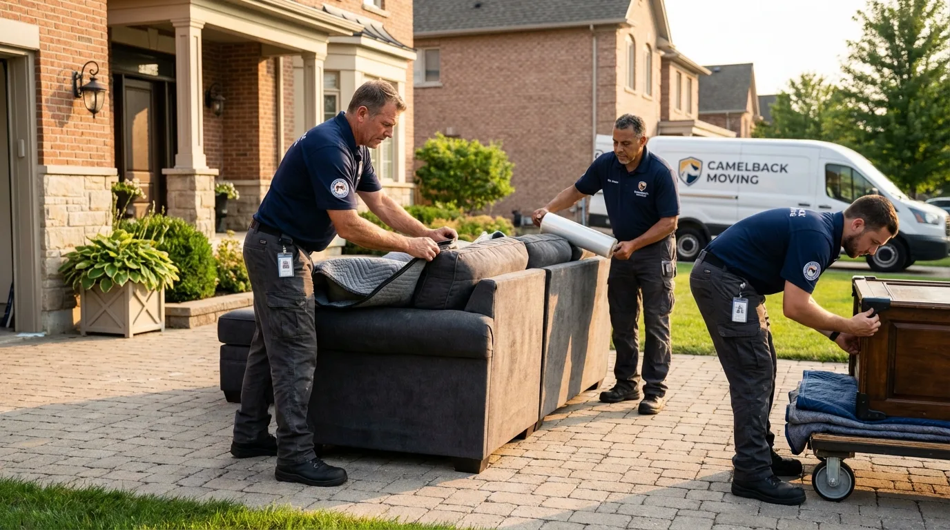 Large estate moving crew wrapping furniture in Bordentown, NJ
