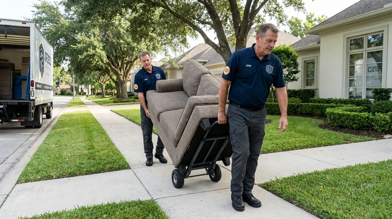 Local residential moving crew loading furniture in Bordentown, NJ