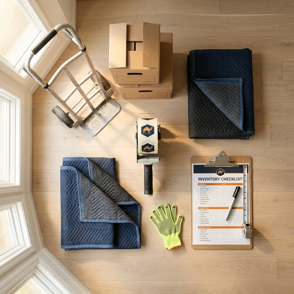 Professional moving supplies and packing materials layout for Bordentown residential relocations